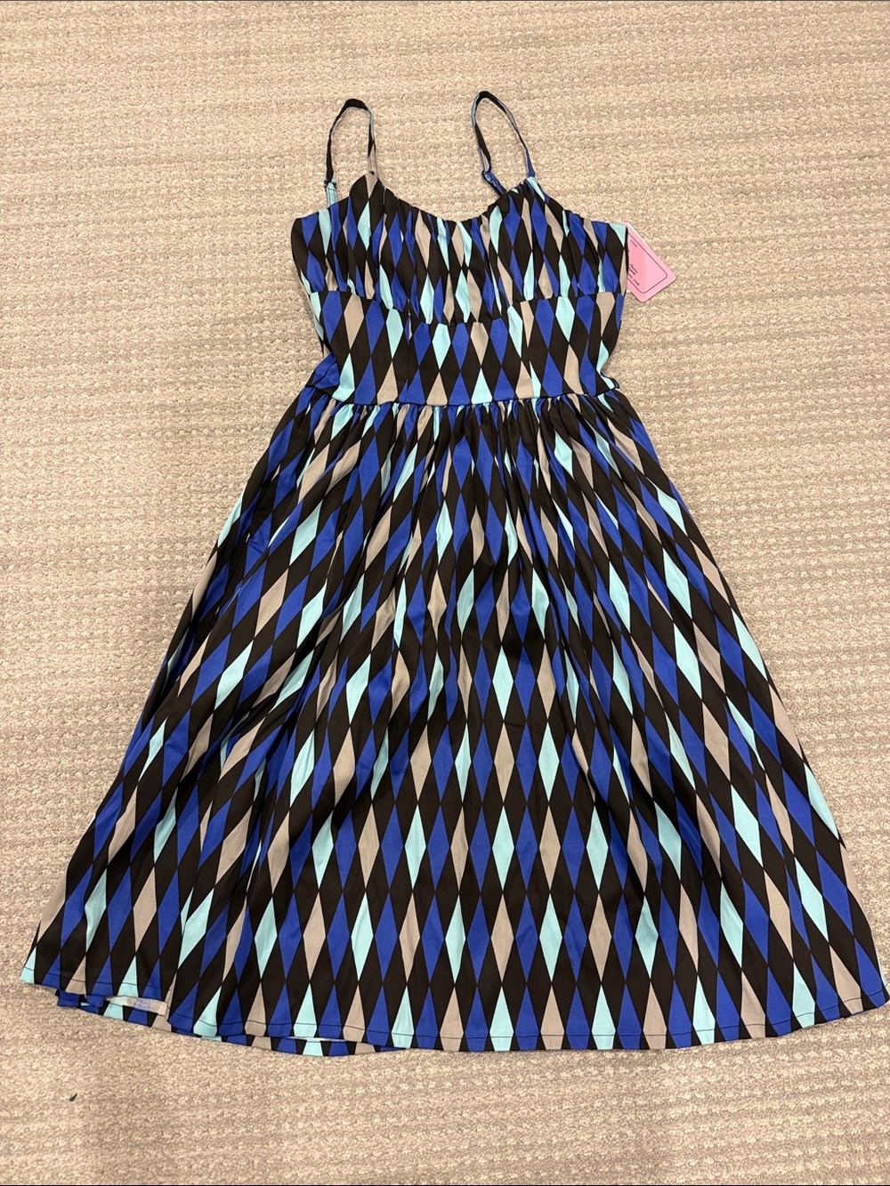 Woman’s Blue Diamond-Print Sundress
